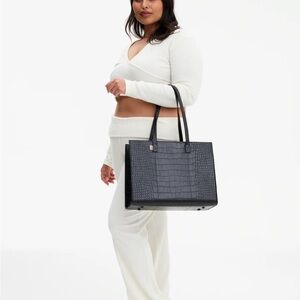 Beis Work Tote in Black Croc
